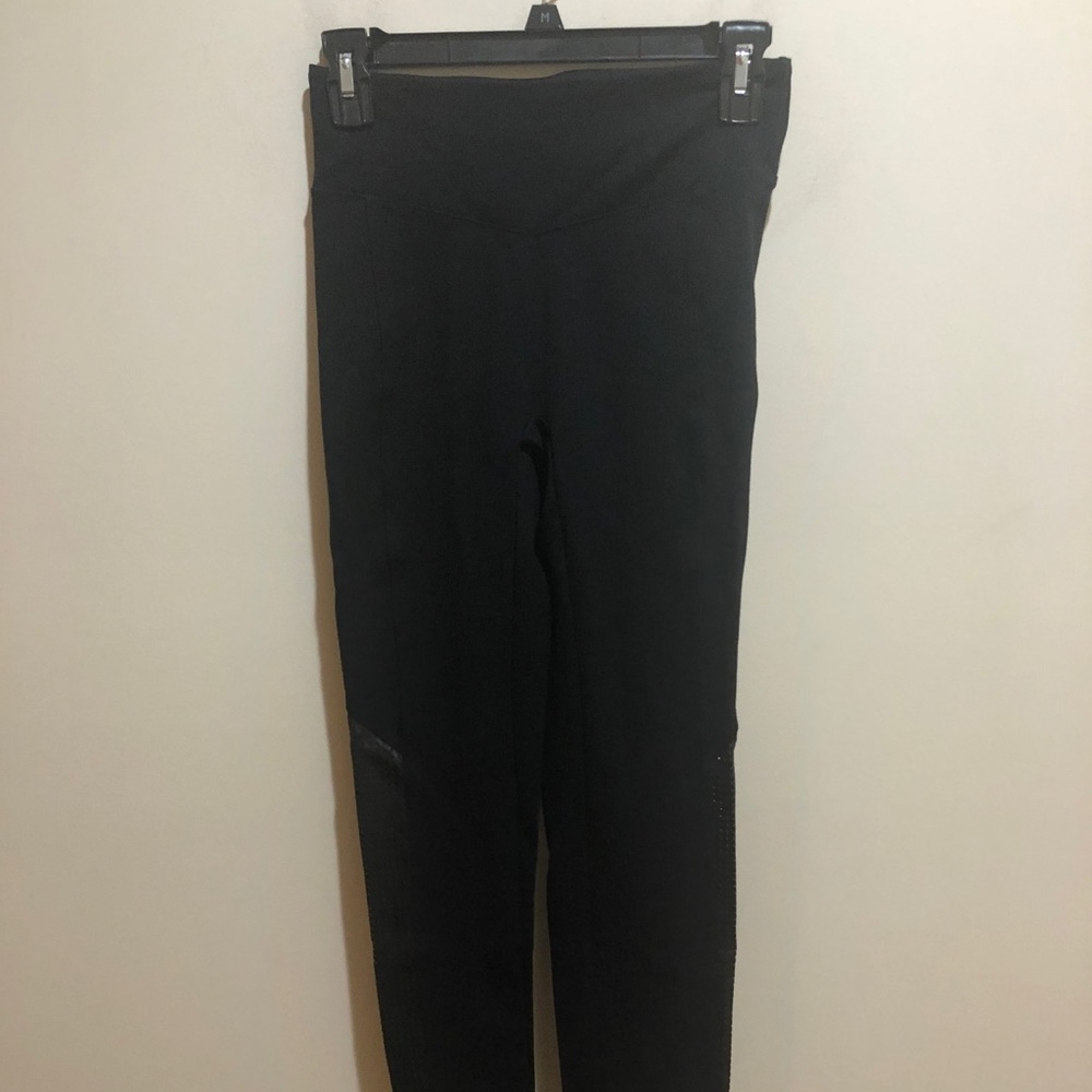 SPANX Sz Sm Black Leggings, Perforated Panels - Picture 1 of 8